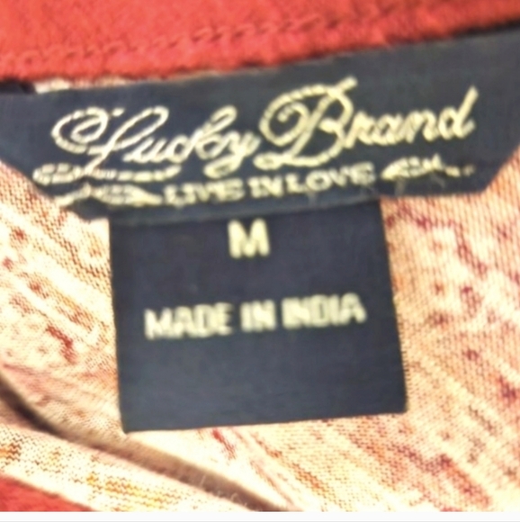 Lucky Brand Red Geometric V-Neck Blouse - Picture 3 of 3